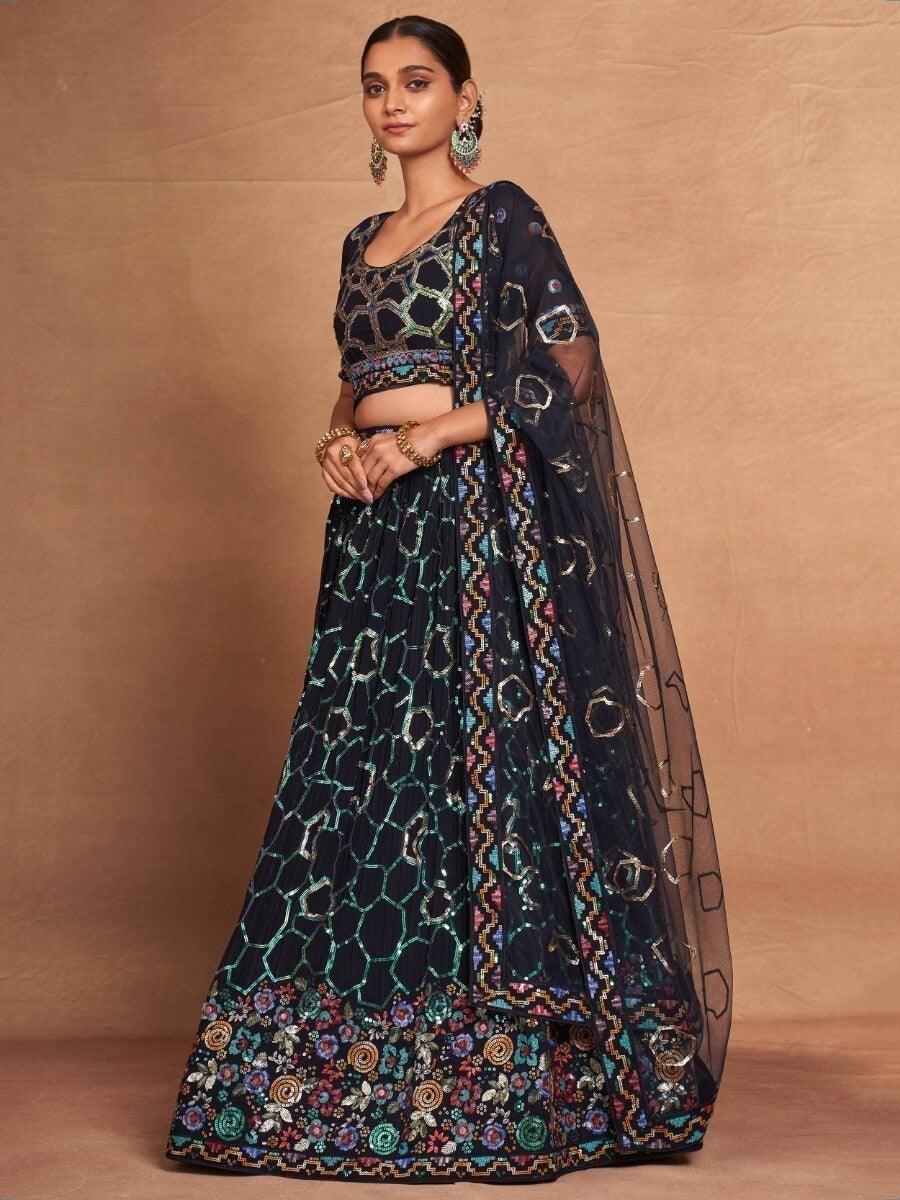 Elegant Navy Blue Lehenga Choli | Reception & Wedding Wear