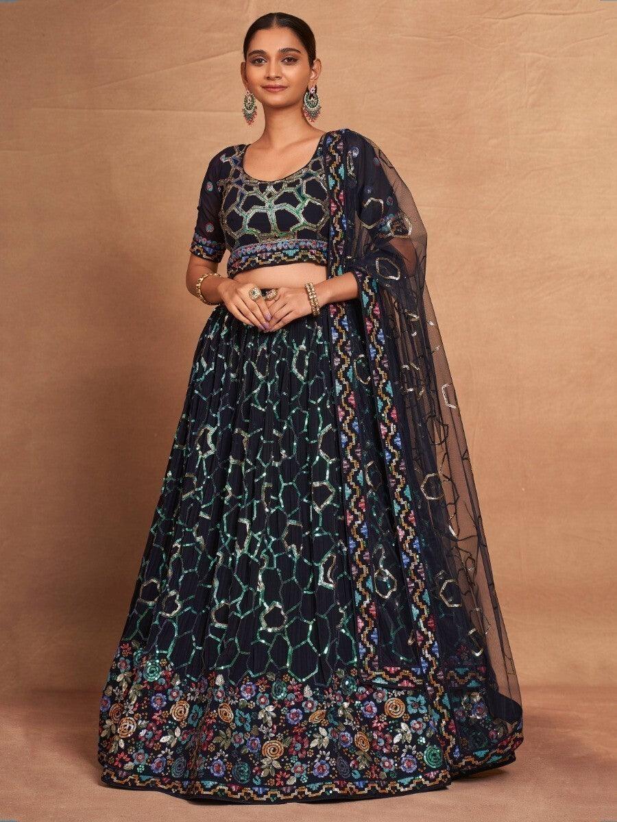 Elegant Navy Blue Lehenga Choli | Reception & Wedding Wear