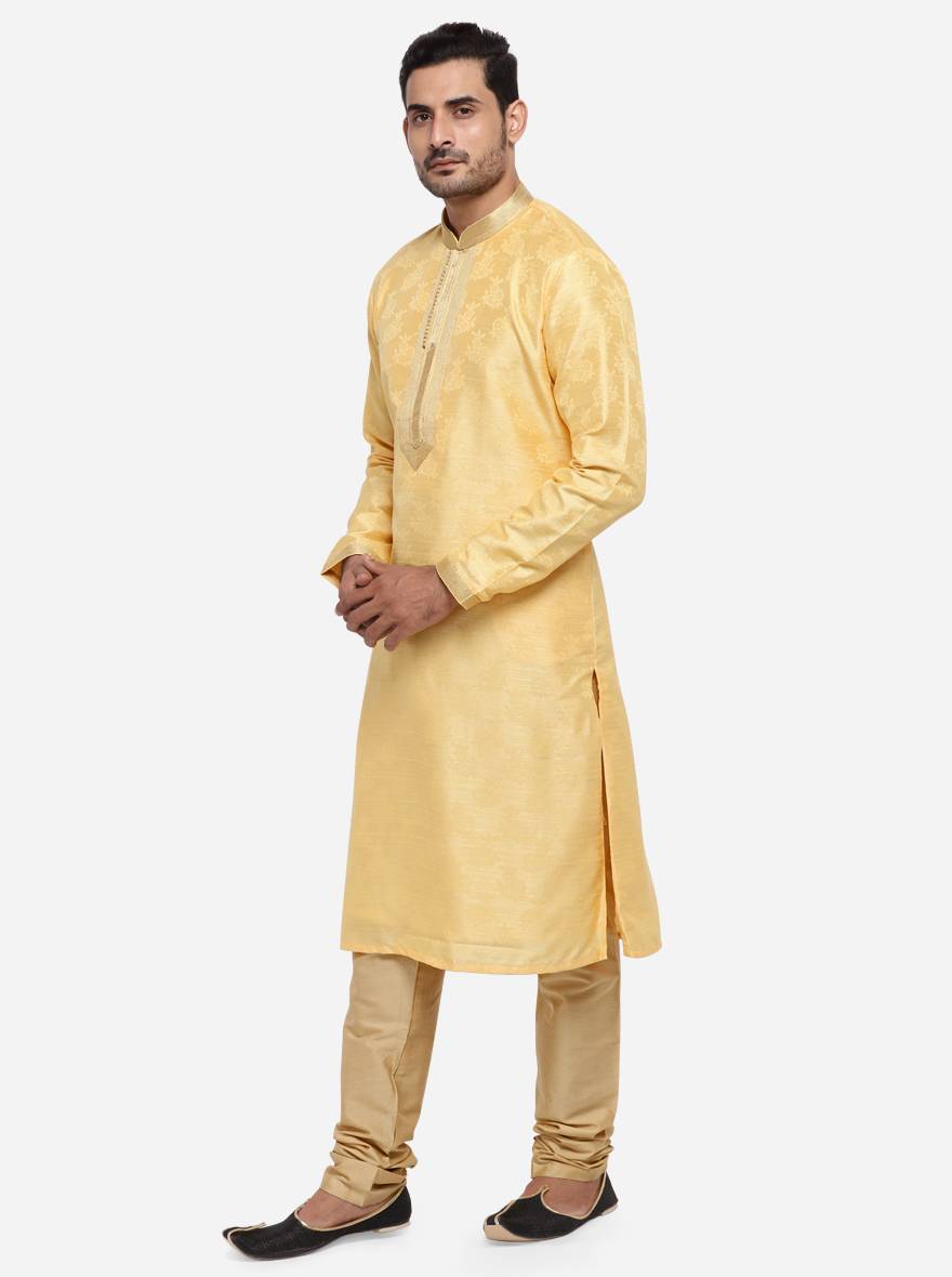 Comfortable self-design kurta pajama designed for modern men.