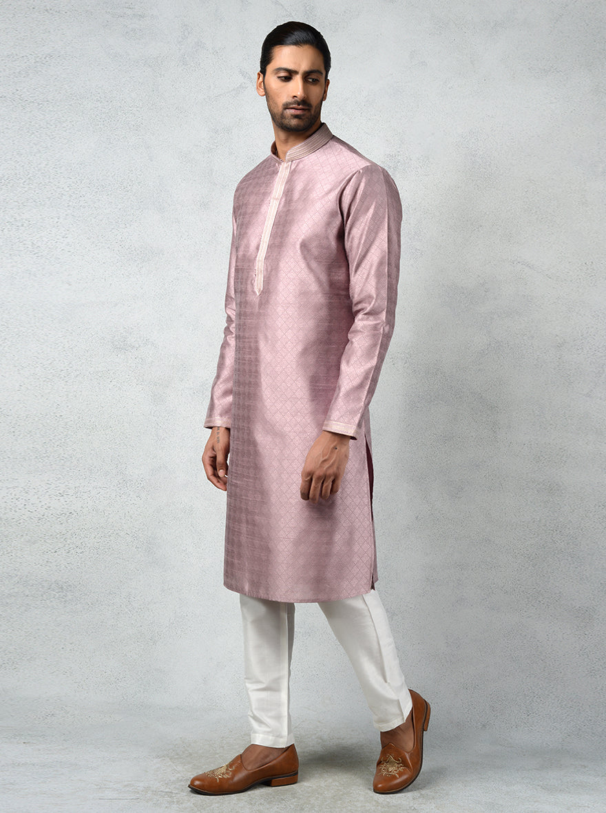 Celebrate in style with this vibrant purple kurta pajama, crafted for modern men at casual events in the USA.