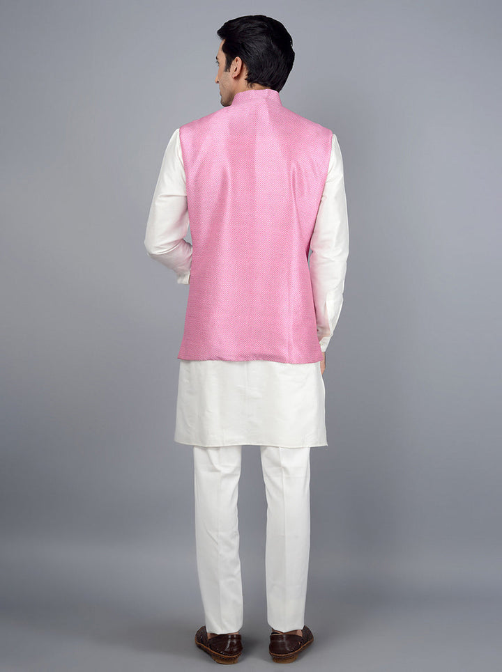 Chic pink Bandhgala jacket designed for comfort and style, perfect for enhancing your formal wardrobe.