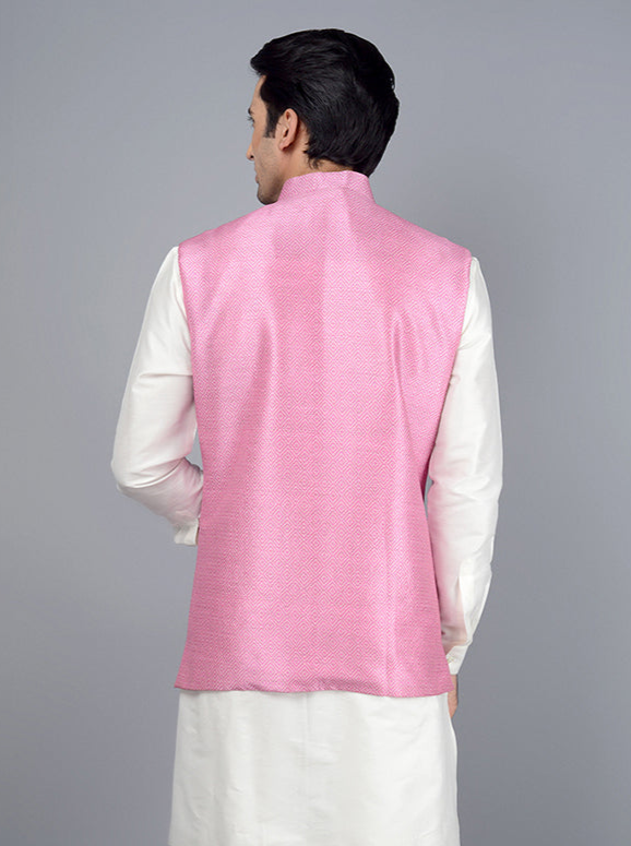 Sophisticated Pink Bandhgala Jacket | Stylish Fit for Weddings and Events