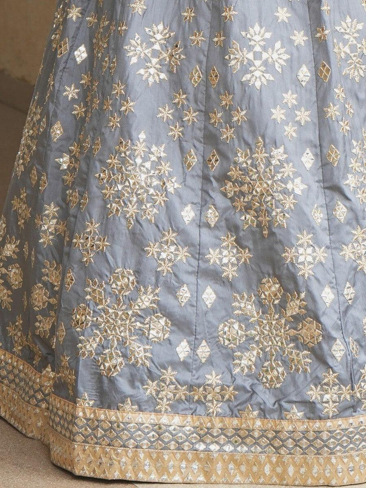 Premium Grey Silk Lehenga Choli with Dupatta | Paper Mirror & Sequin Work