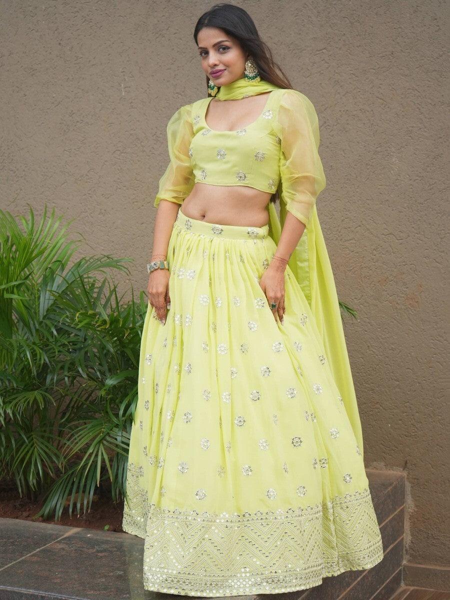 Beautiful Lime Green Lehenga Choli | Elegant Wedding Lehenga Set