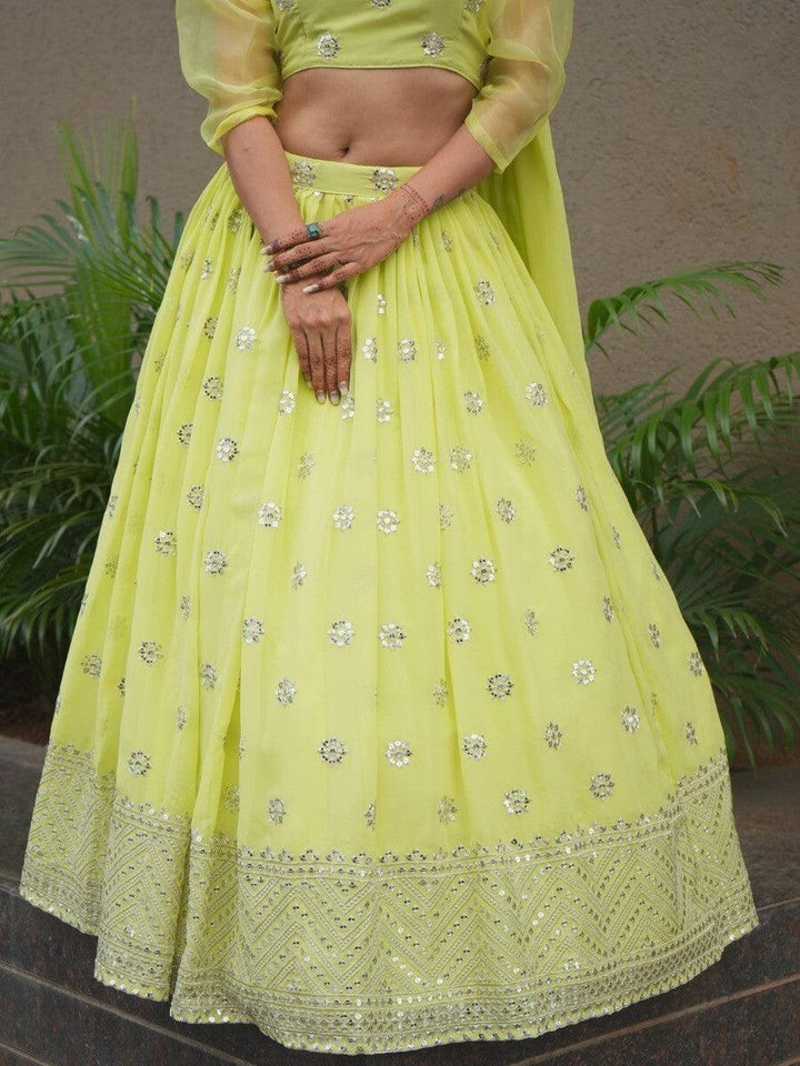 Beautiful Lime Green Lehenga Choli | Elegant Wedding Lehenga Set