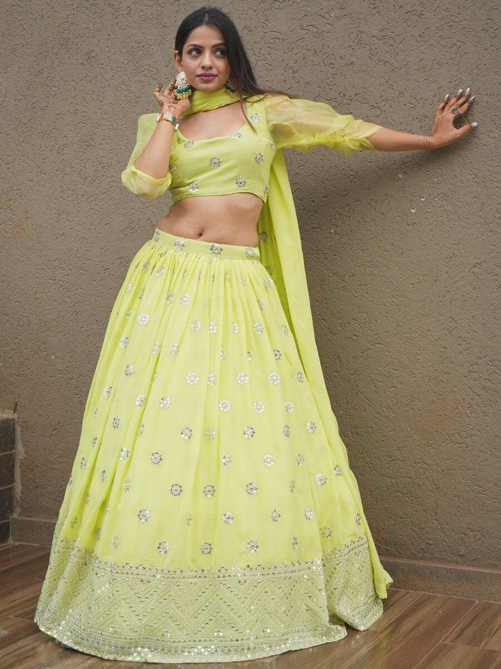 Beautiful Lime Green Lehenga Choli | Elegant Wedding Lehenga Set