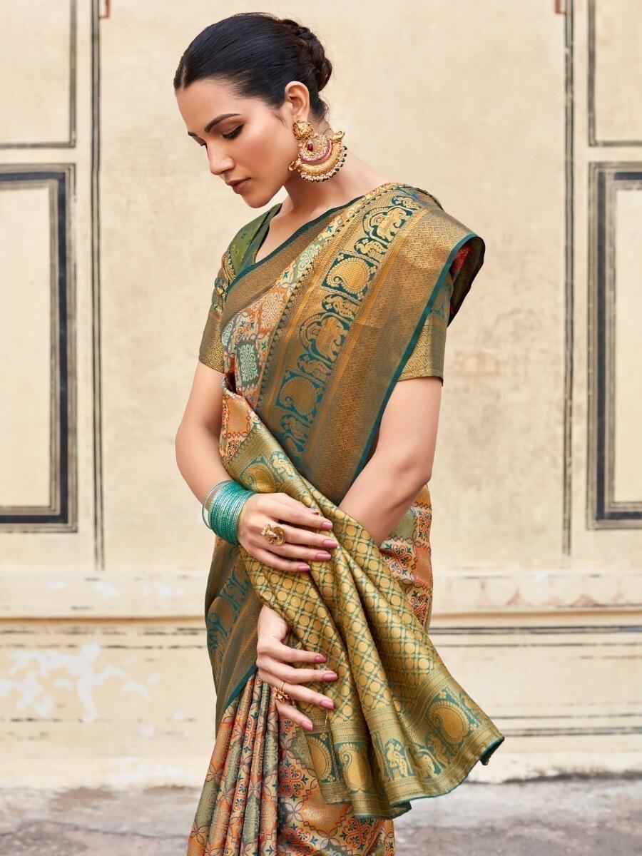 Vibrant color luxurious fabric exclusive attire crafted for elegance and style.