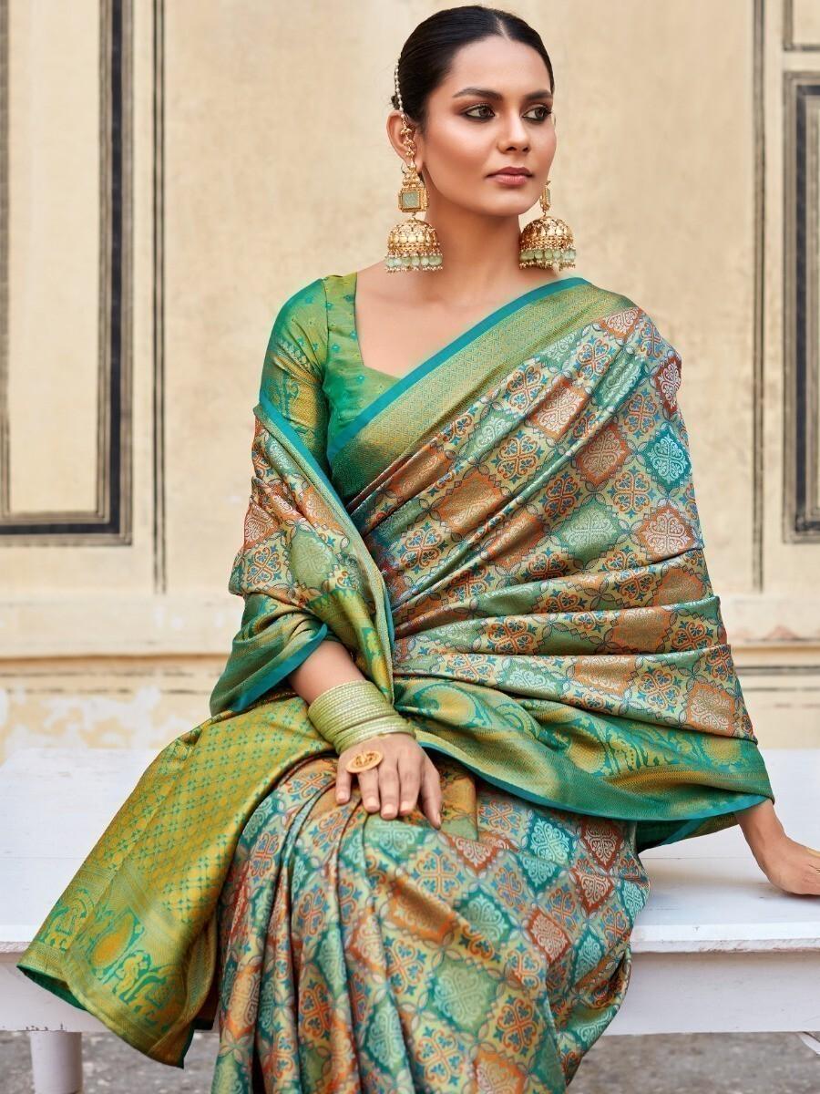 Vibrant color luxurious fabric exclusive attire crafted for elegance and style.