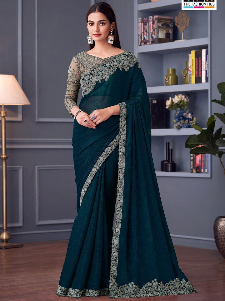 Blue georgette saree crafted for elegance and style.