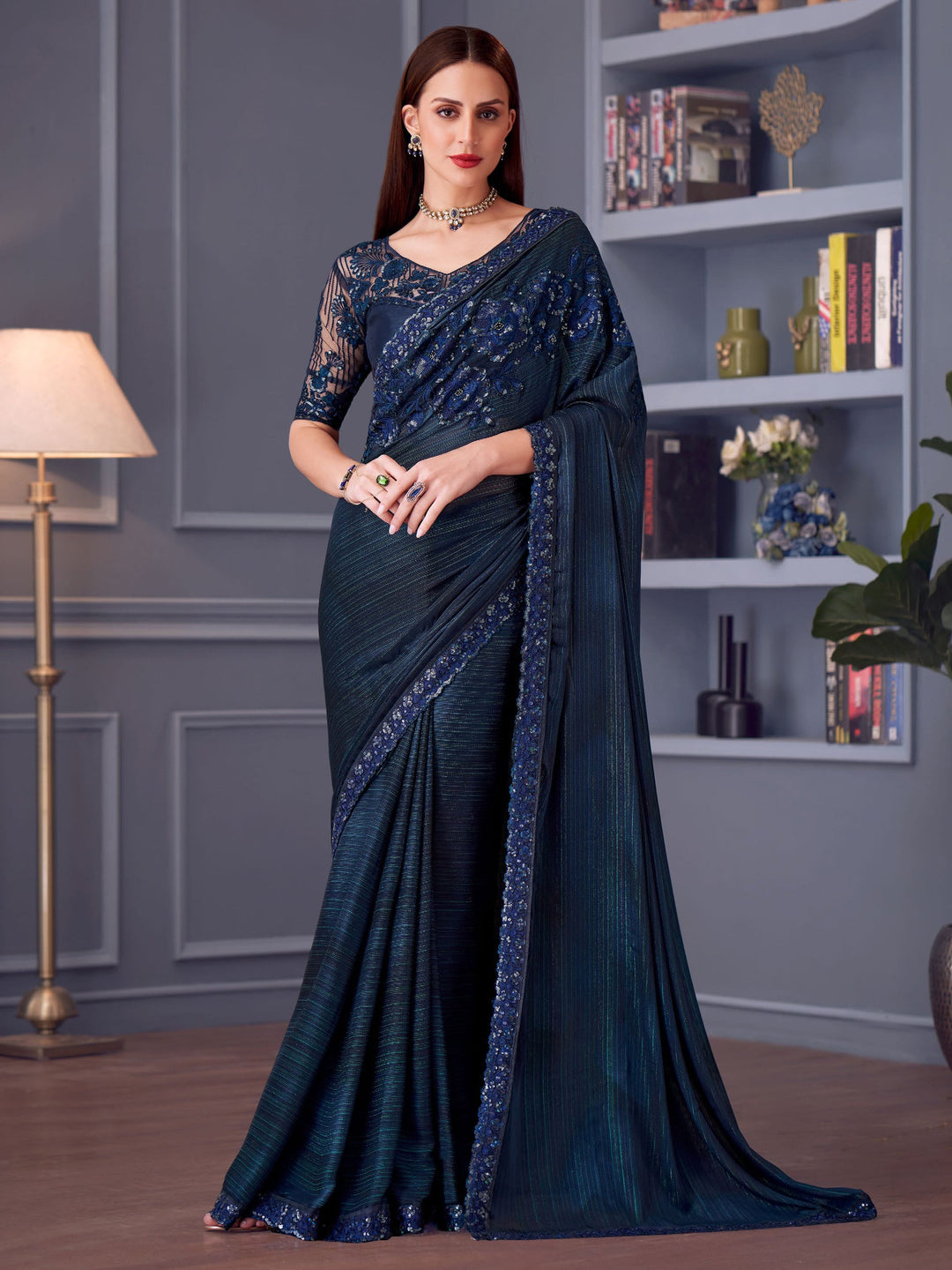 Blue silk saree crafted for elegance and style.