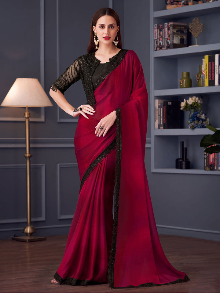 Red silk saree crafted for elegance and style.