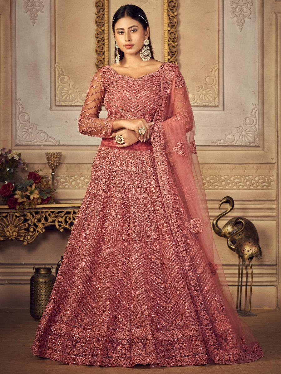 Enchanting Pink Embroidered Net Lehenga Choli | Engagement & Reception Wear