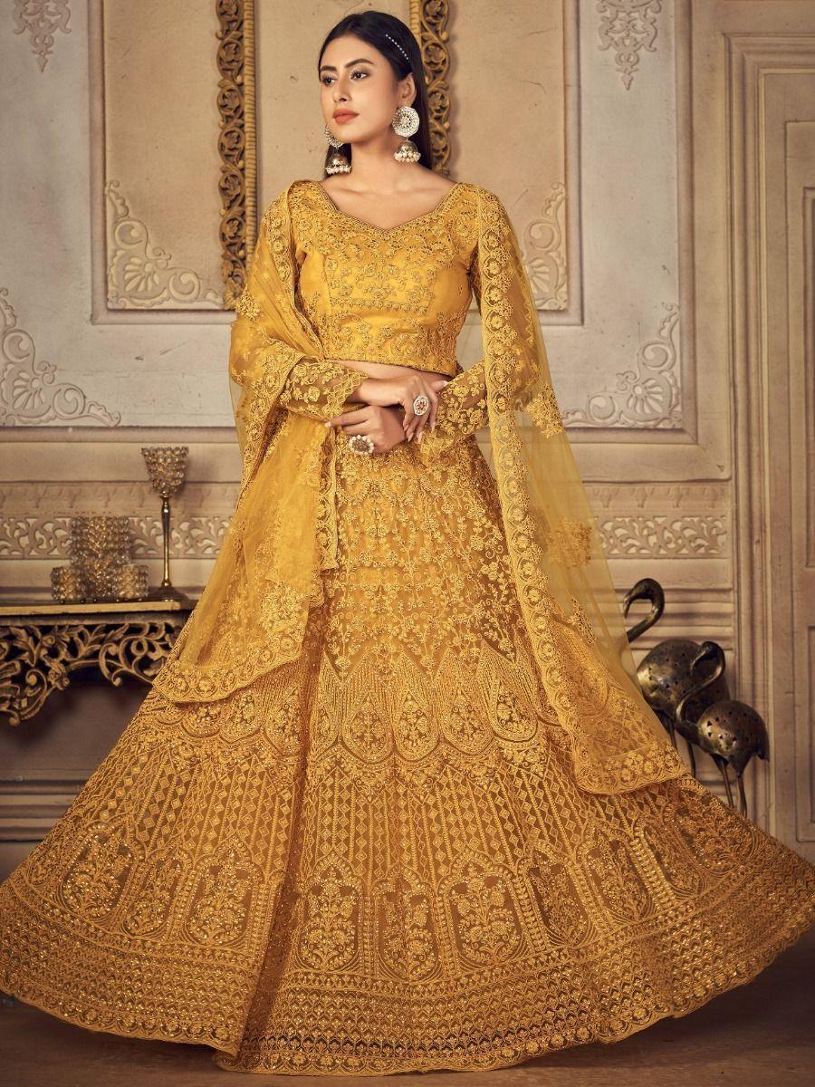 Yellow Net Lehenga Choli | Perfect for Weddings, Receptions, & Engagements