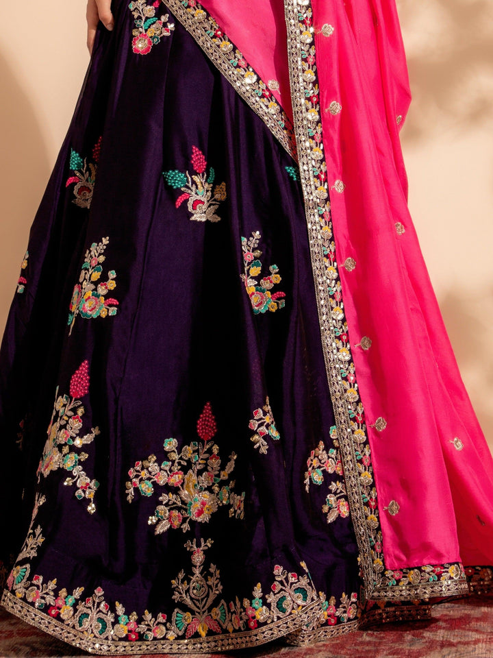 Magnificent Purple Organza Lehenga | Designer Thread Work Choli