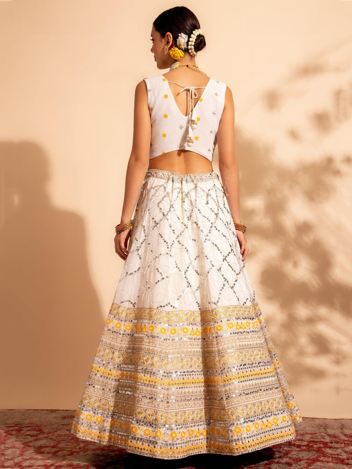 White Georgette Lehenga | Sequins and Thread Embroidery Bridal Set