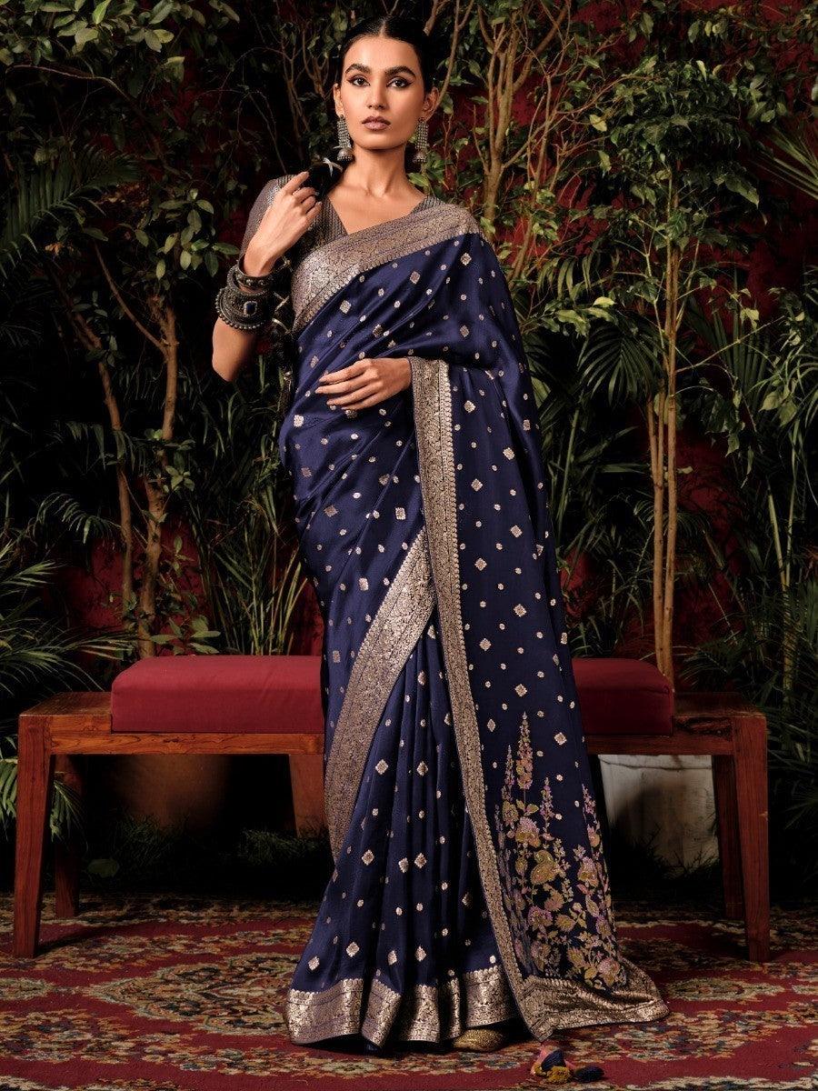 Blue silk saree crafted for elegance and style.