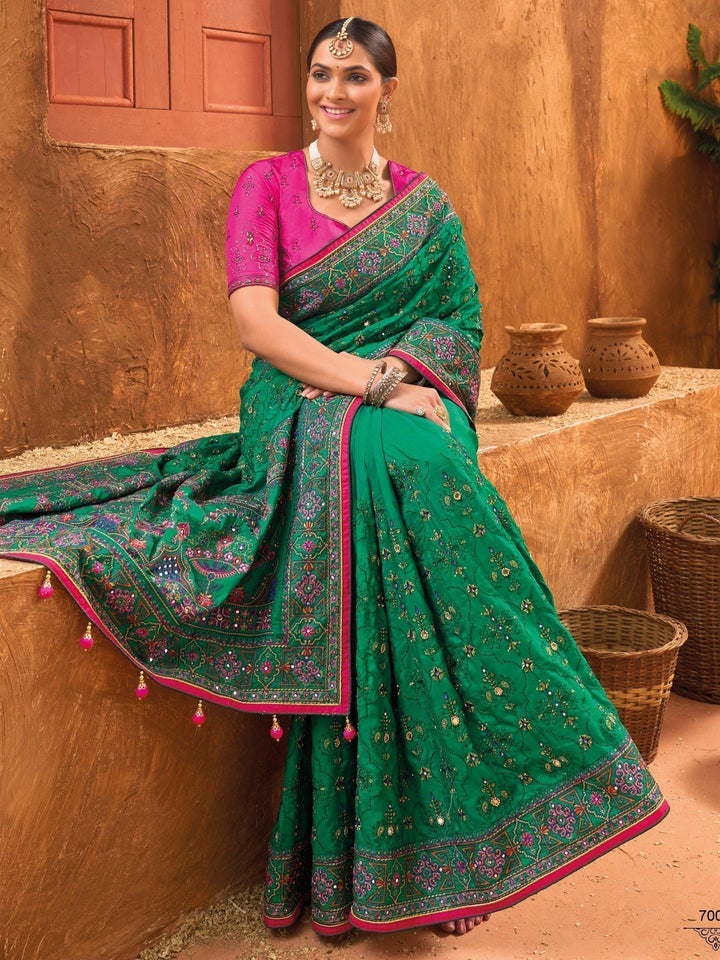 Vibrant color luxurious fabric exclusive attire crafted for elegance and style.