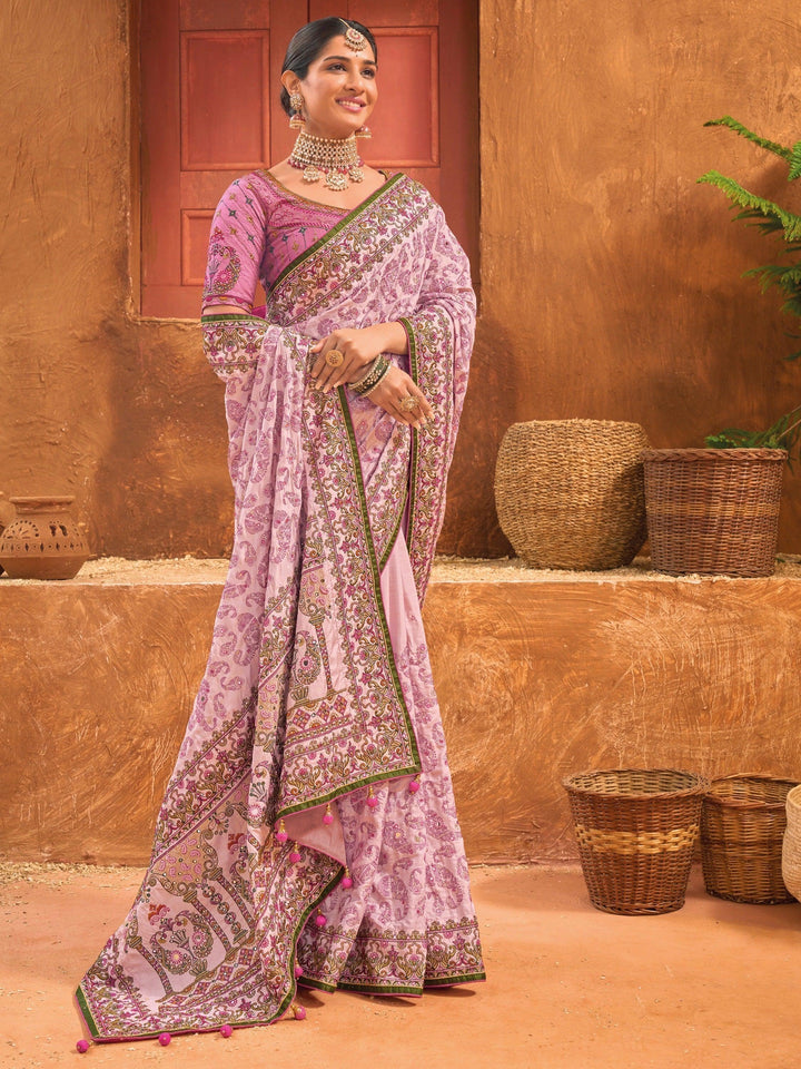 Pink silk saree crafted for elegance and style.