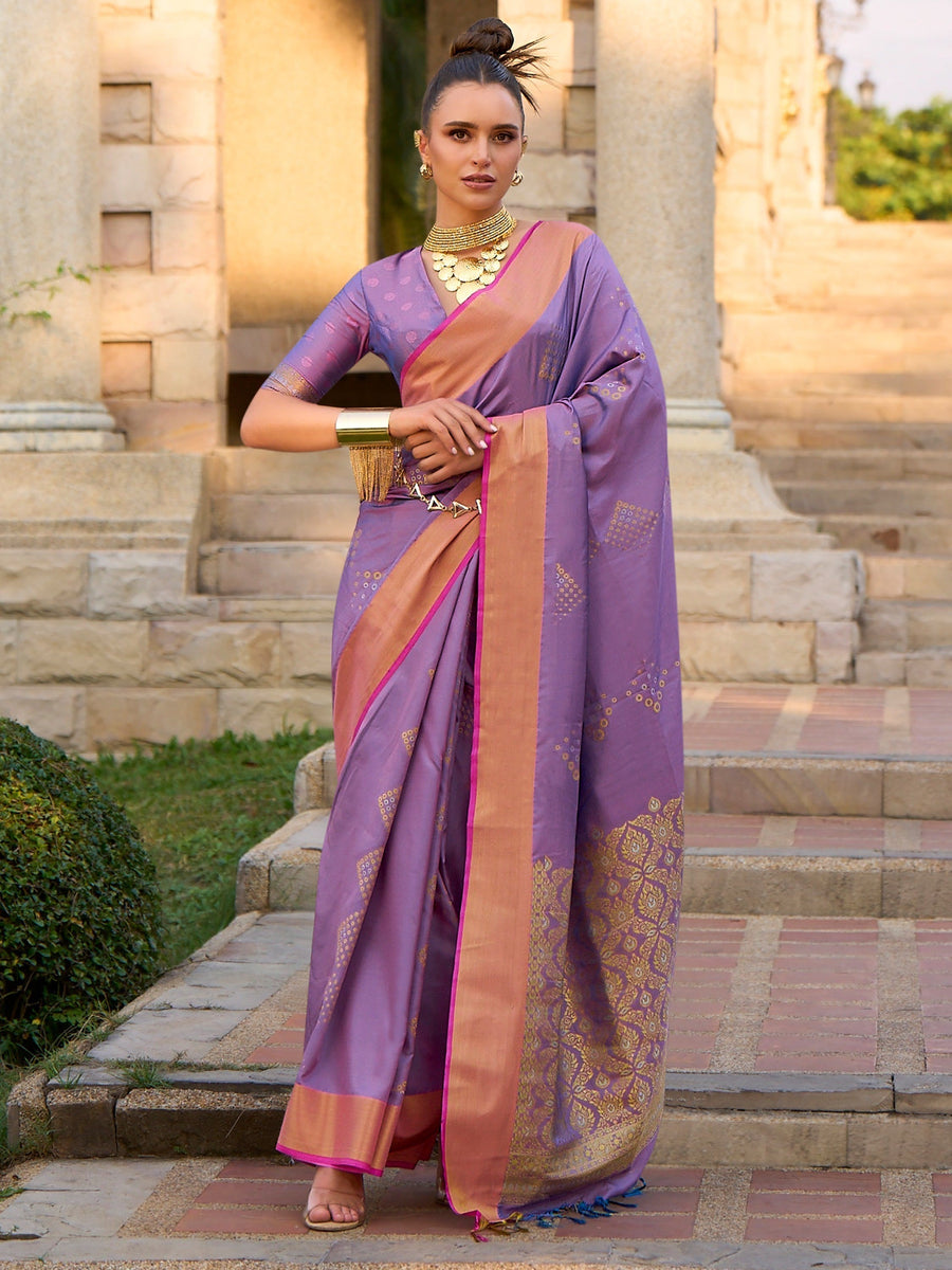 Purple silk saree crafted for elegance and style.