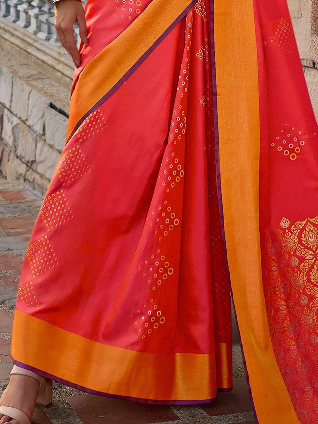 Vibrant color luxurious fabric exclusive attire crafted for elegance and style.