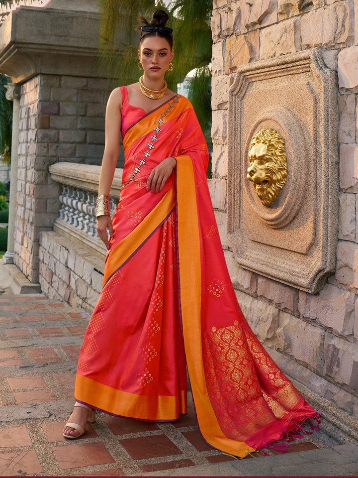 Red silk saree crafted for elegance and style.