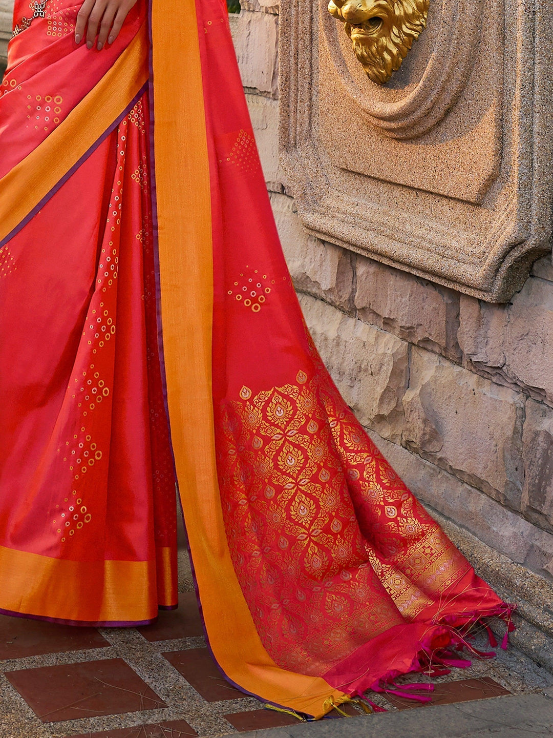 Vibrant color luxurious fabric exclusive attire crafted for elegance and style.