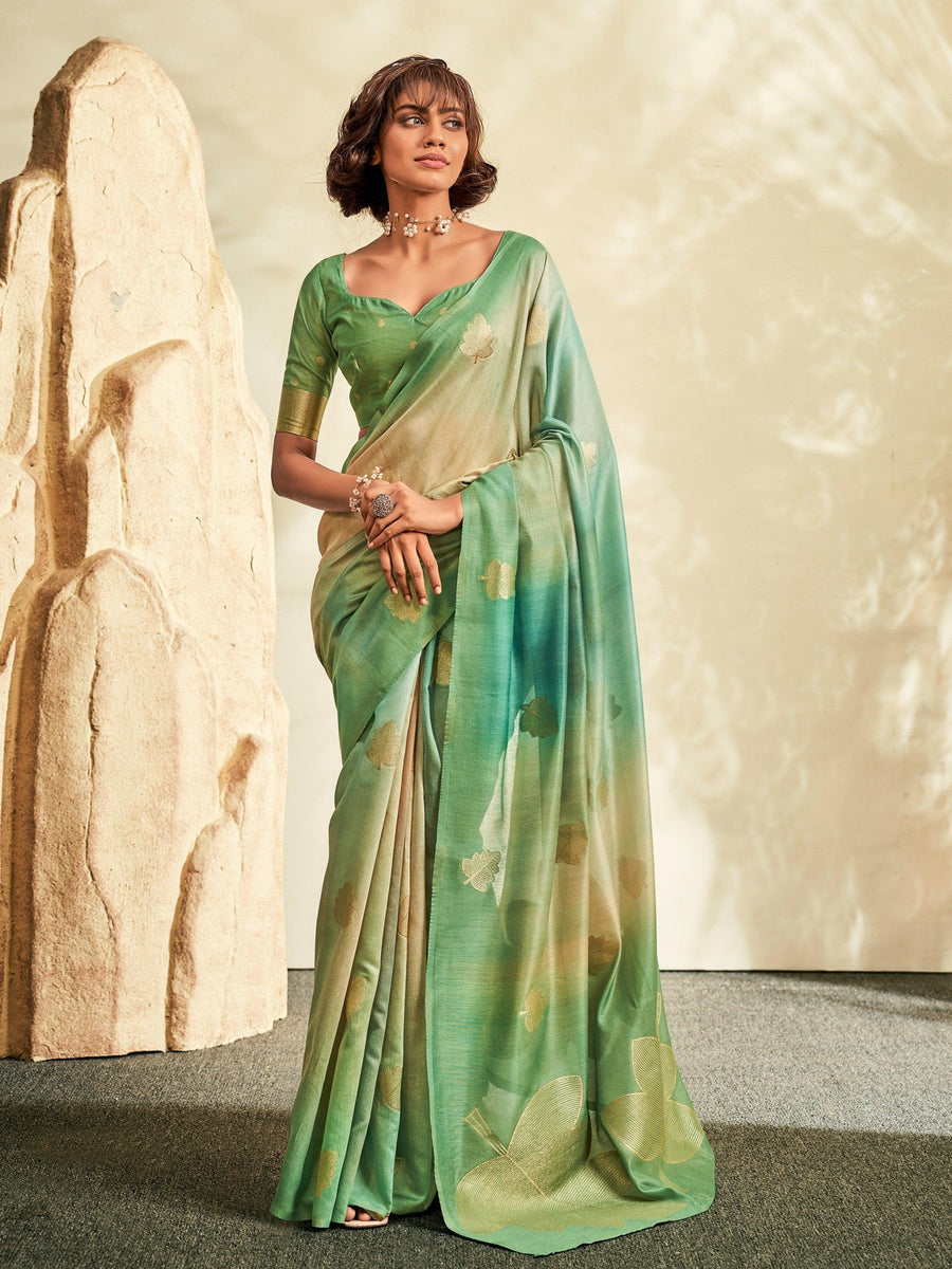 Green silk saree crafted for elegance and style.