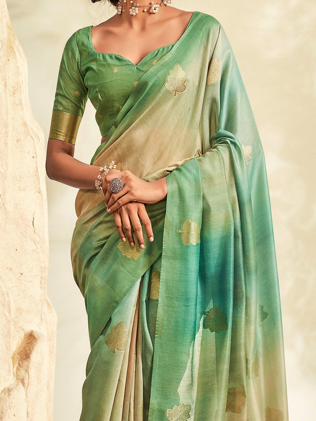 Vibrant color luxurious fabric exclusive attire crafted for elegance and style.