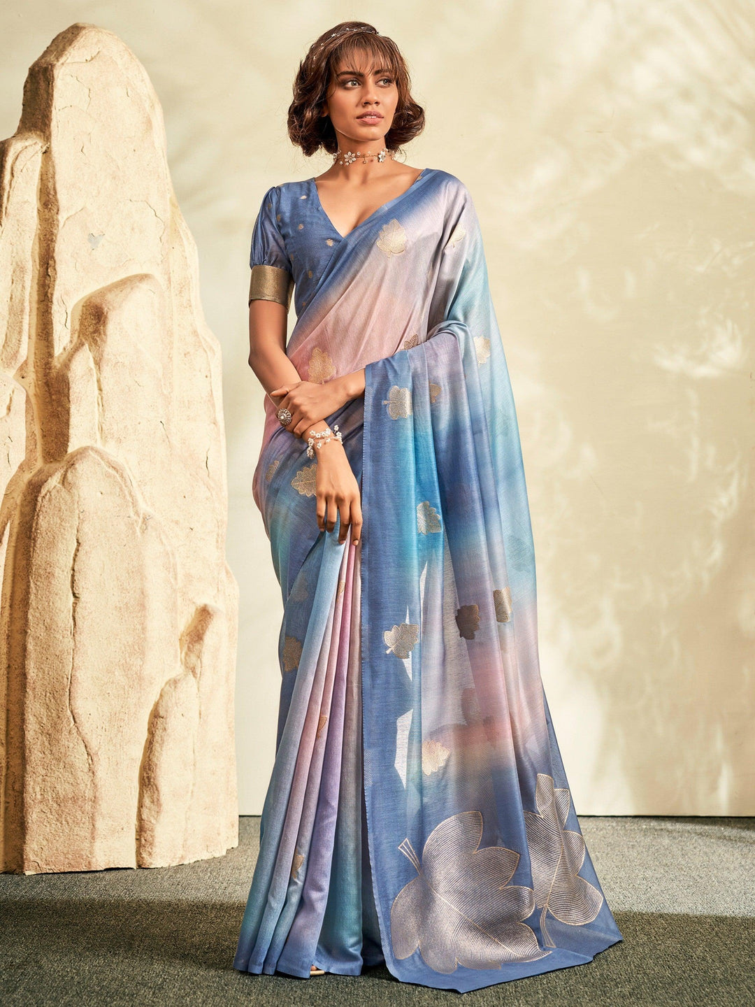 Blue silk saree crafted for elegance and style.