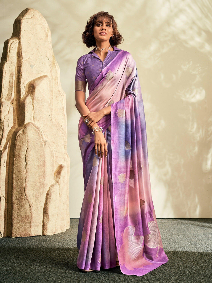 Purple silk saree crafted for elegance and style.