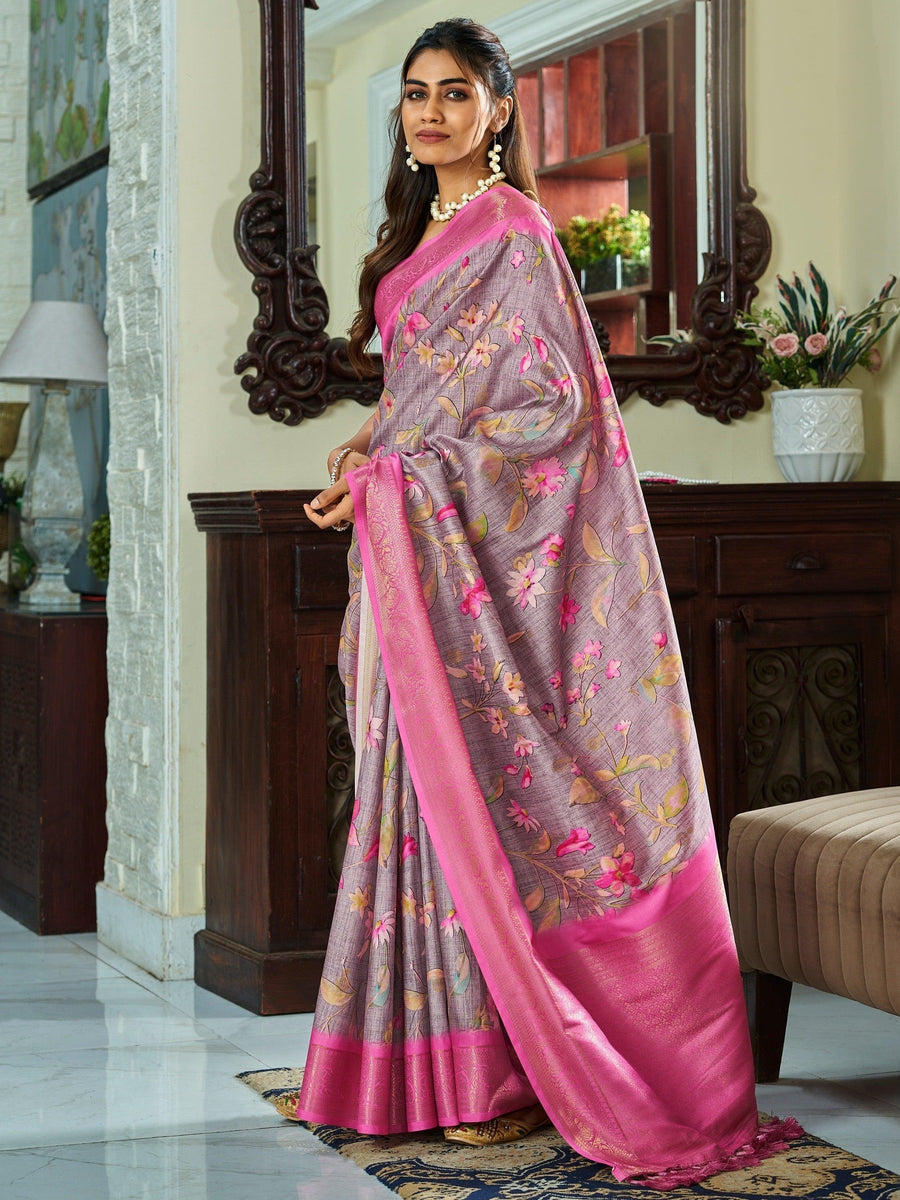 Pink silk saree crafted for elegance and style.