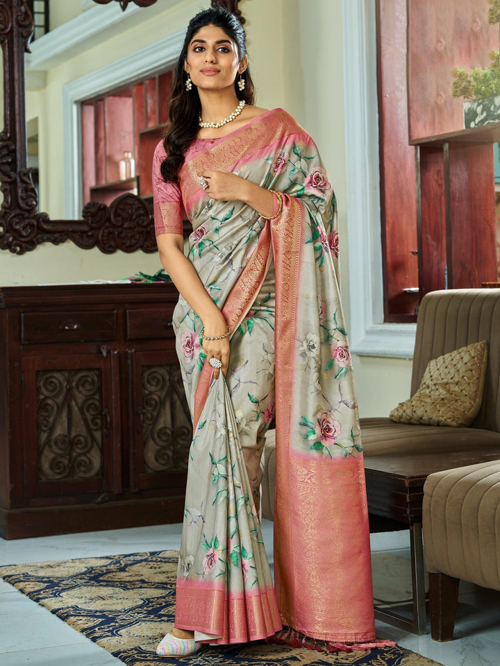 Pink silk saree crafted for elegance and style.