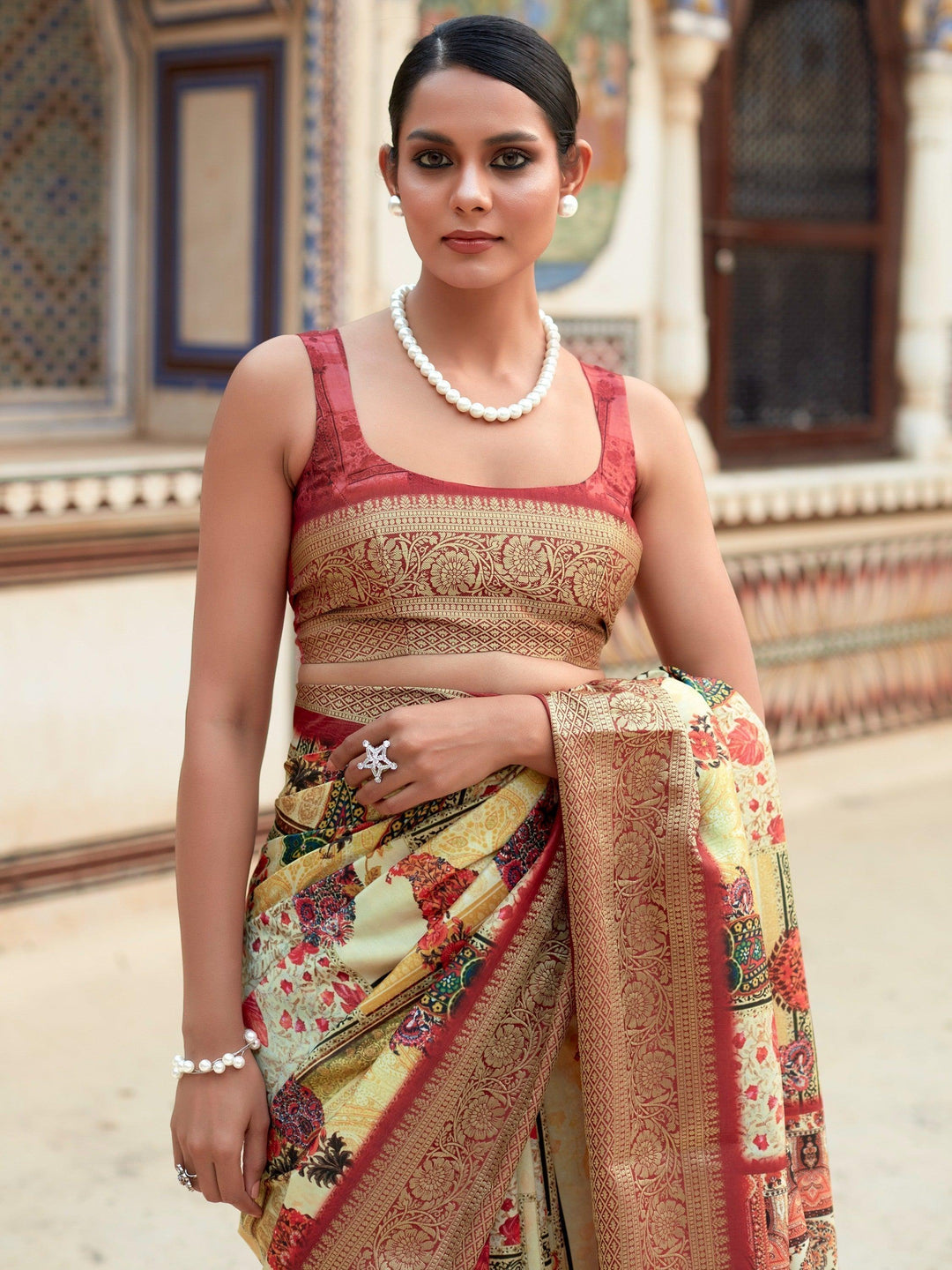 Vibrant color luxurious fabric exclusive attire crafted for elegance and style.