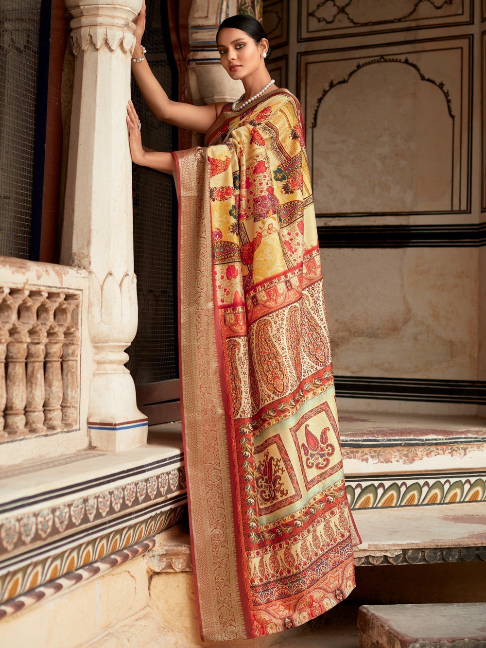 Vibrant color luxurious fabric exclusive attire crafted for elegance and style.