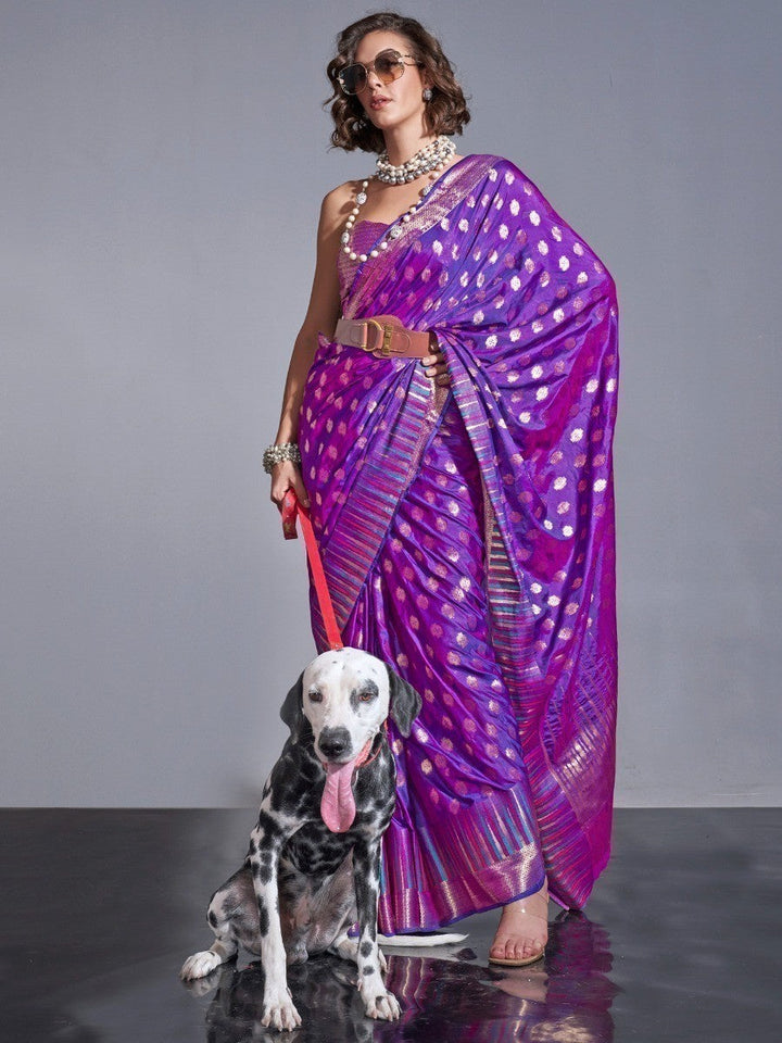 Purple silk saree crafted for elegance and style.