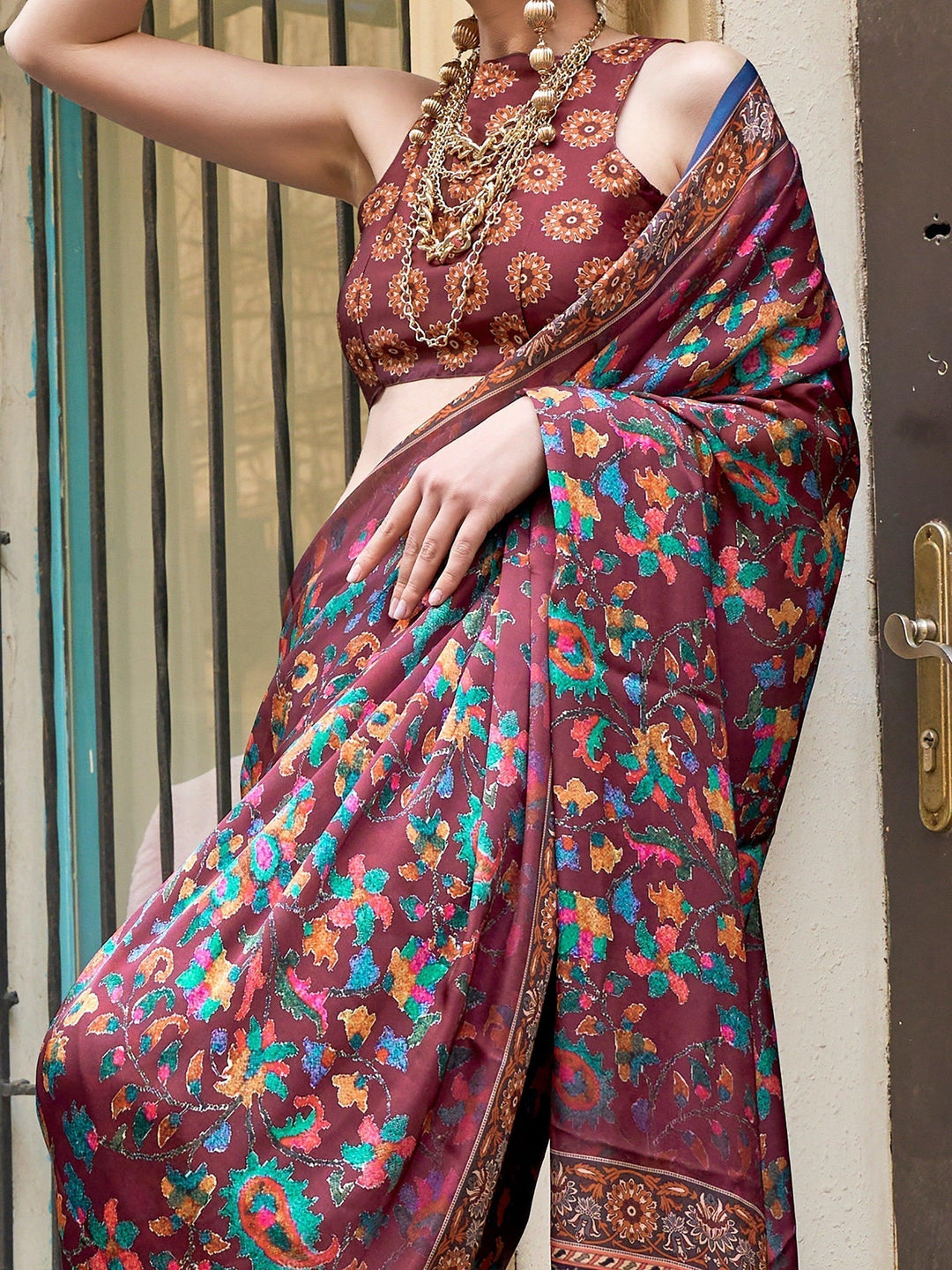 Vibrant color luxurious fabric exclusive attire crafted for elegance and style.