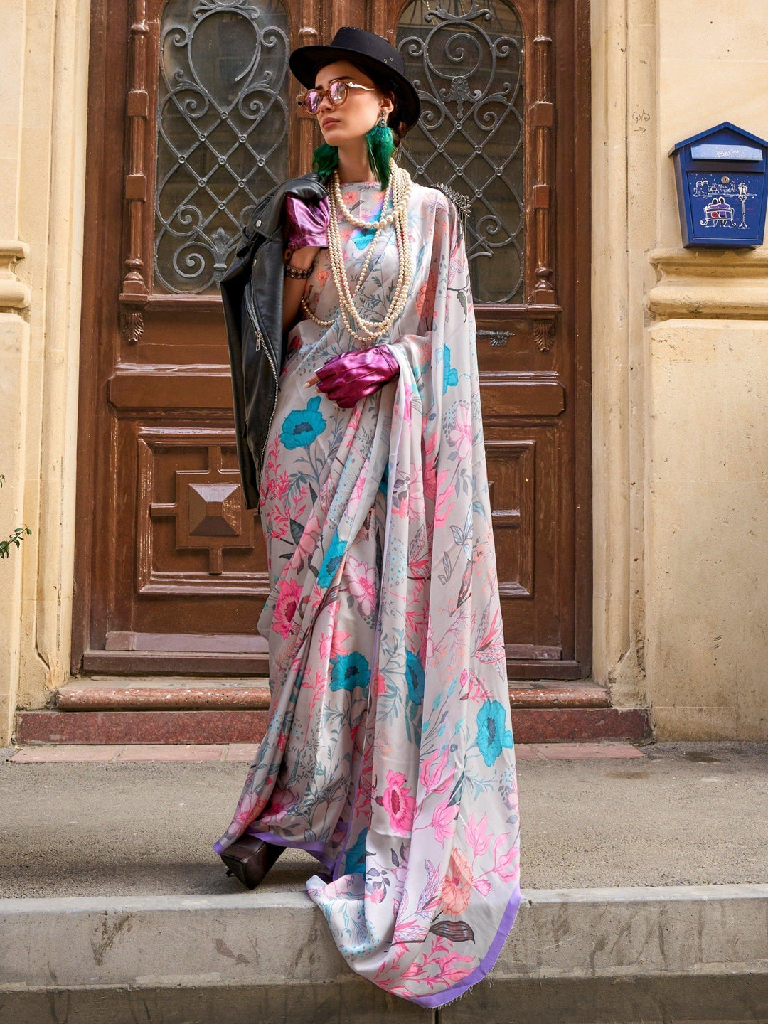 Vibrant color satin saree crafted for elegance and style.