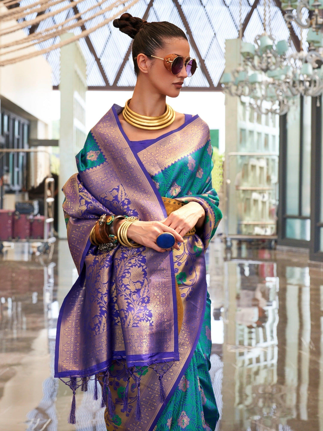 Vibrant color luxurious fabric exclusive attire crafted for elegance and style.