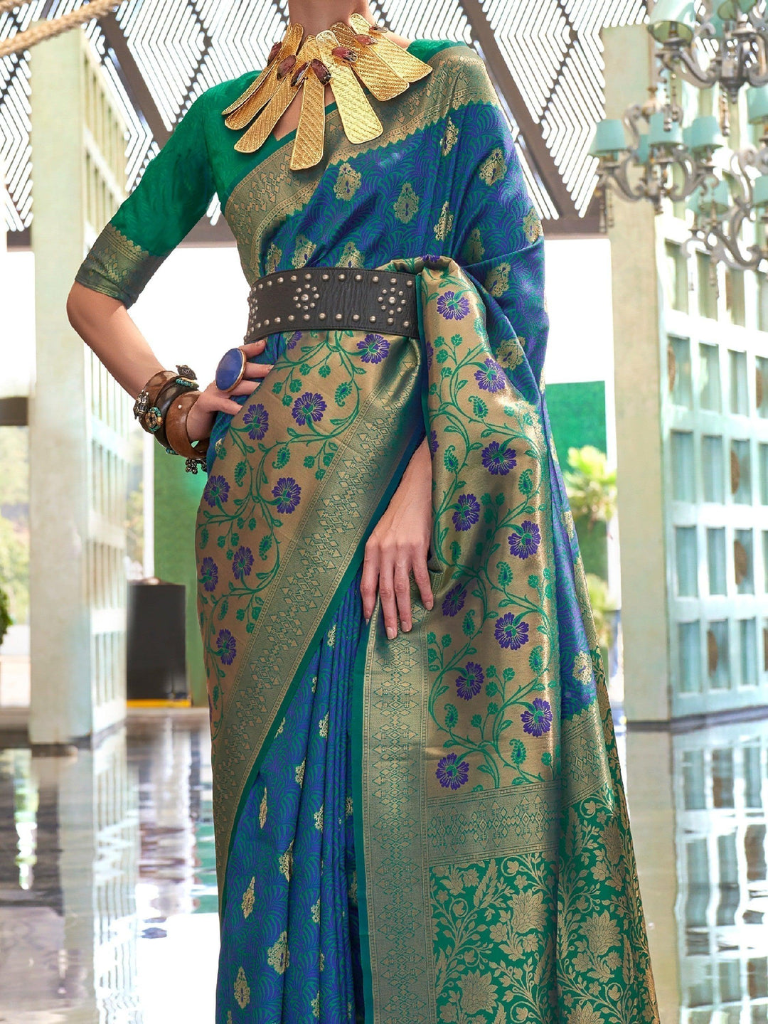 Vibrant color luxurious fabric exclusive attire crafted for elegance and style.