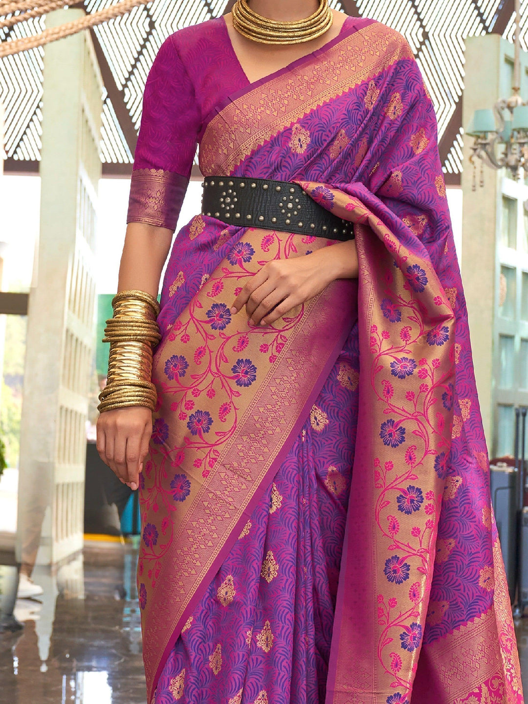 Vibrant color luxurious fabric exclusive attire crafted for elegance and style.