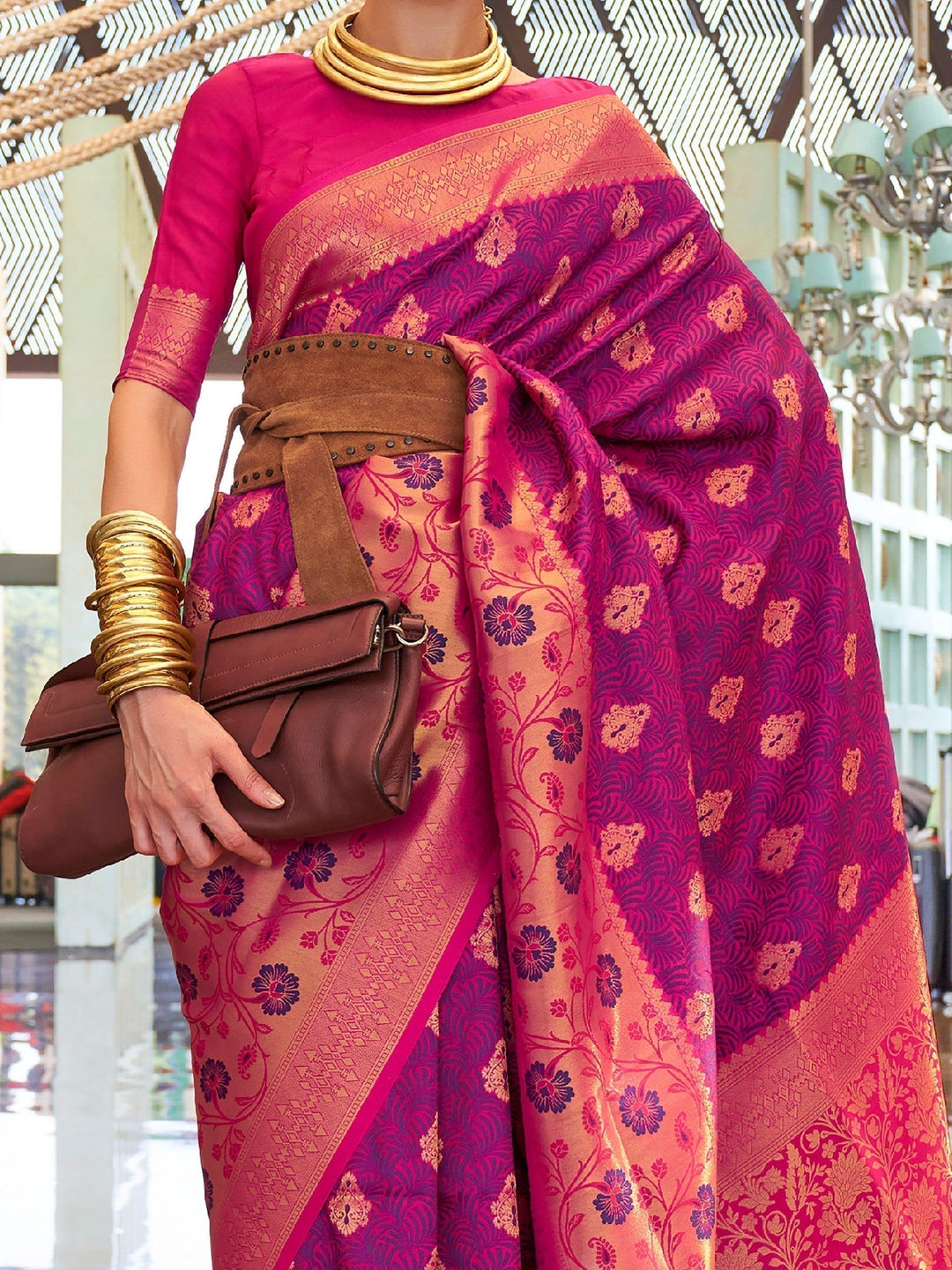 Vibrant color luxurious fabric exclusive attire crafted for elegance and style.