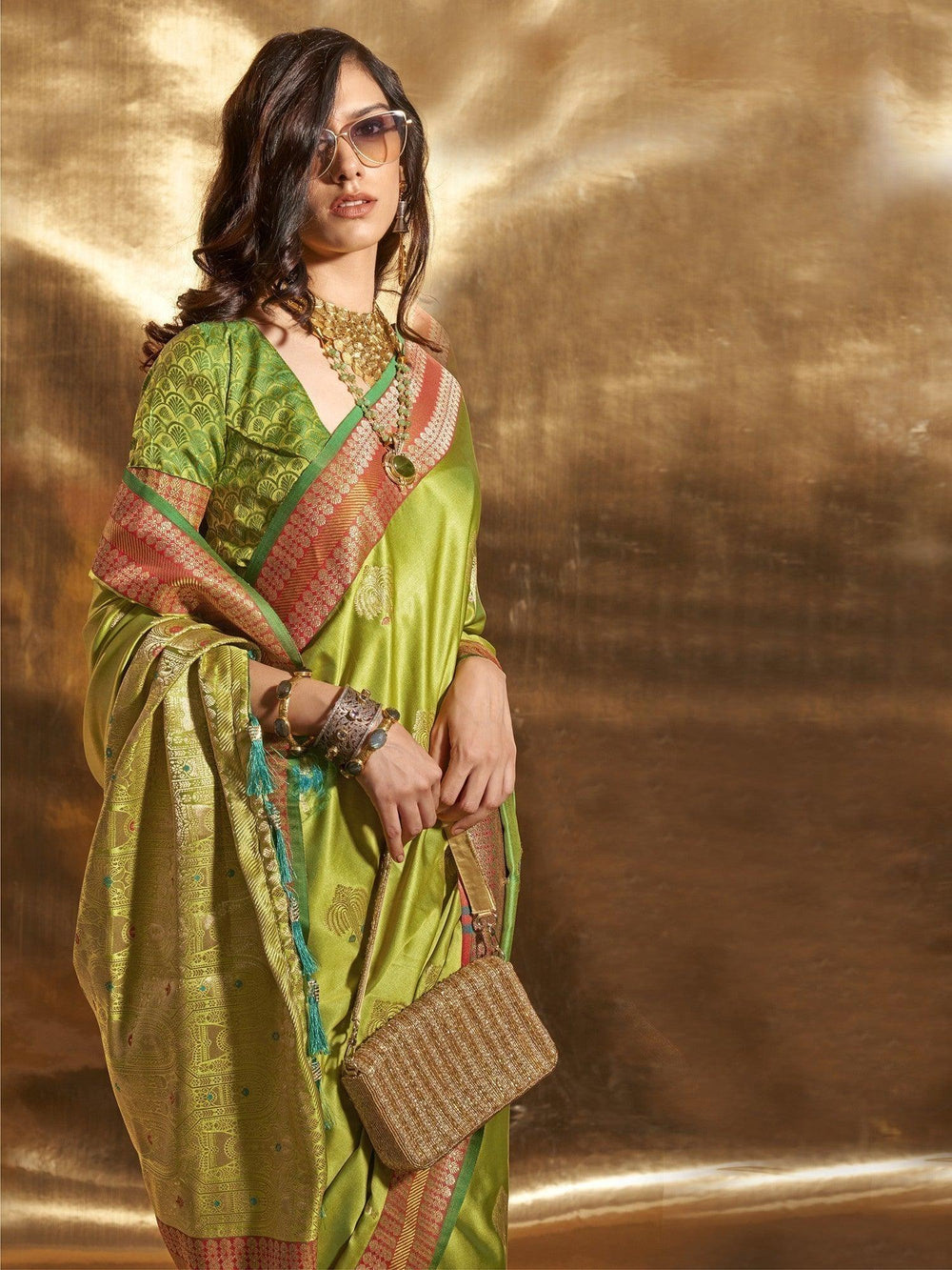 Vibrant color luxurious fabric exclusive attire crafted for elegance and style.