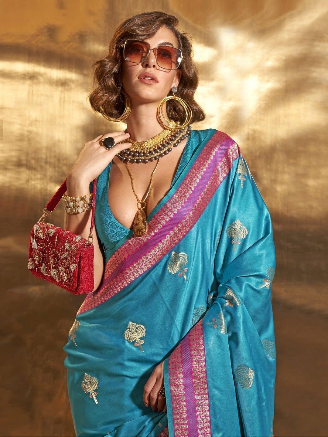 Vibrant color luxurious fabric exclusive attire crafted for elegance and style.