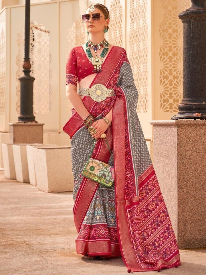 Red silk saree crafted for elegance and style.