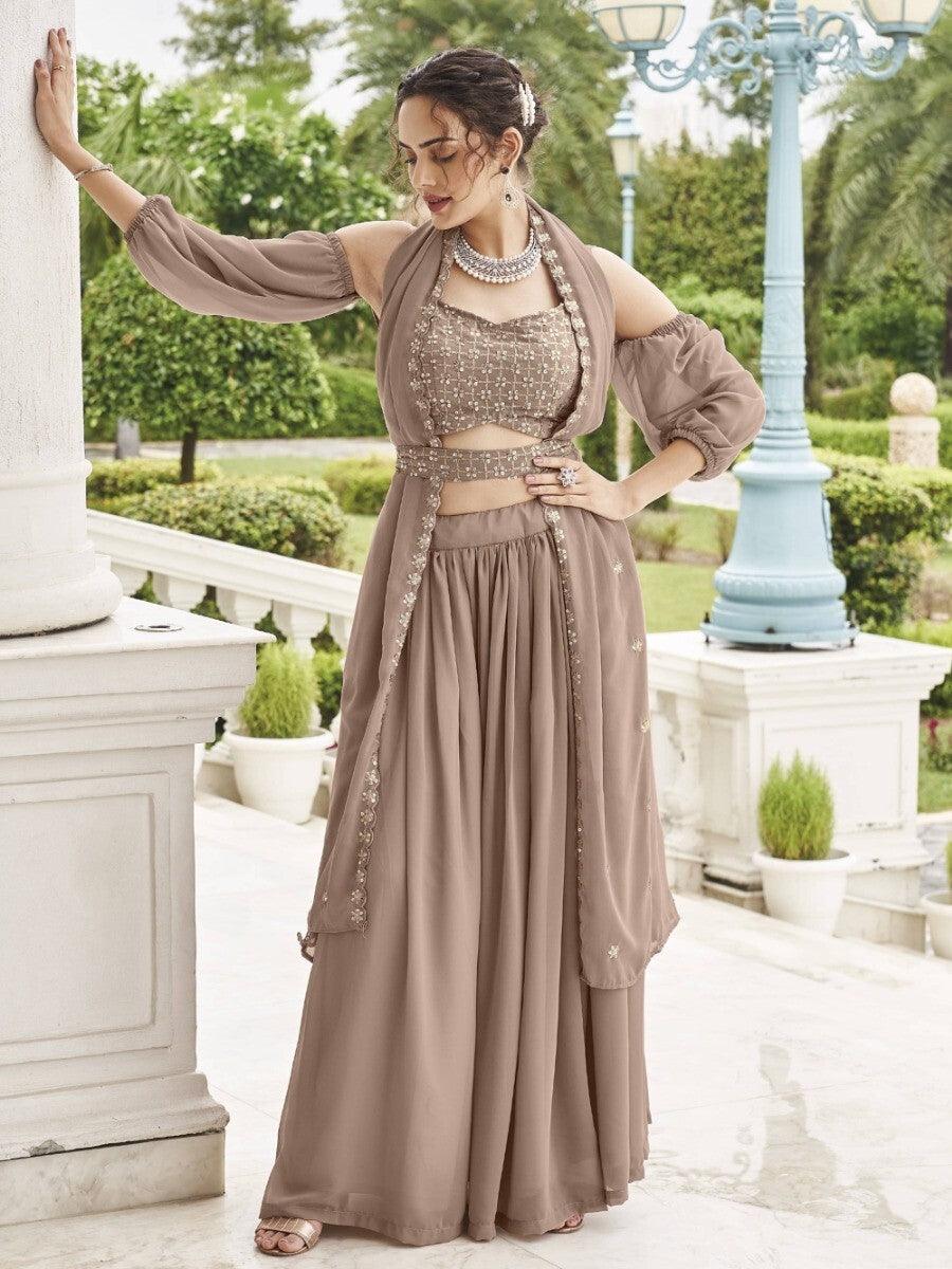 Classic Brown Lehenga Choli | Sequin Detailing & Wedding Wear