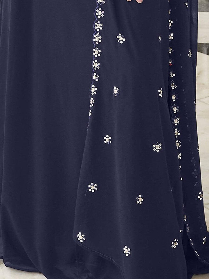 Custom Navy Blue Lehenga Choli | Sequin & Embroidery Work Ensemble