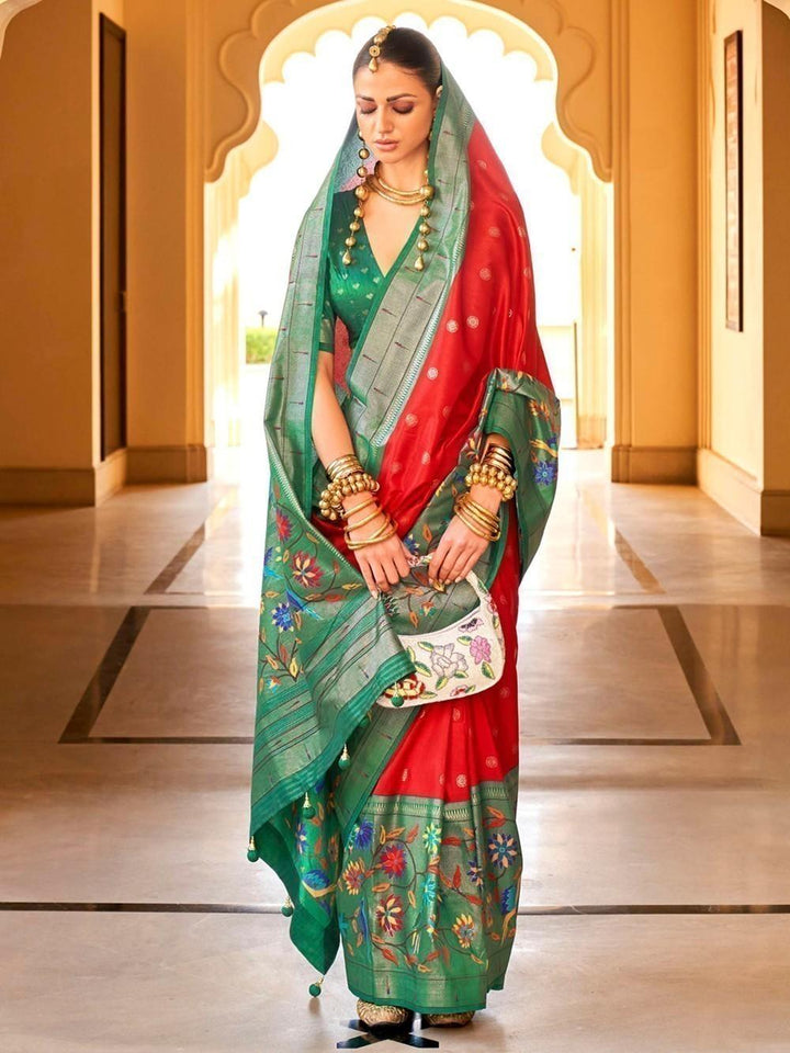 Green silk saree crafted for elegance and style.