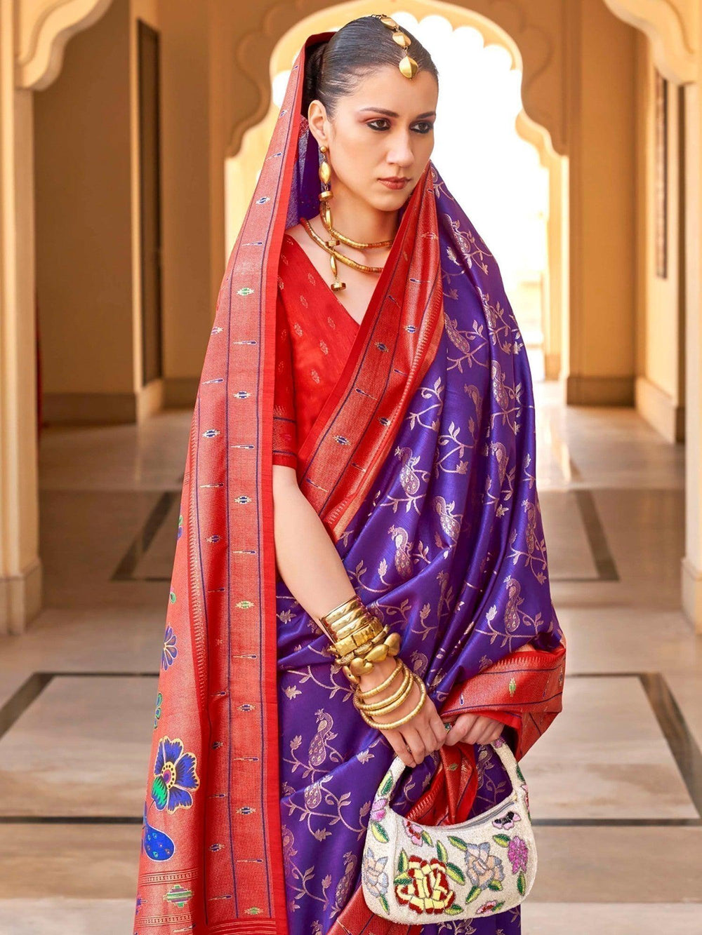 Vibrant color luxurious fabric exclusive attire crafted for elegance and style.