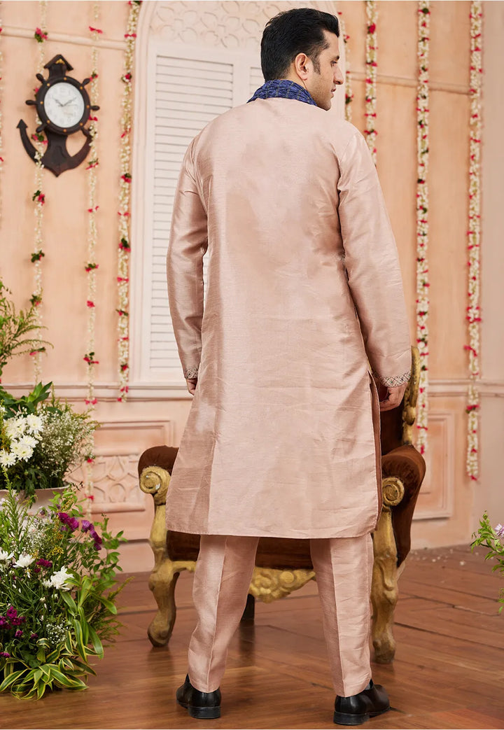 Peach Royal Heritage Art Silk Premium Kurta Pajama |  Expression of Sophistication & Class