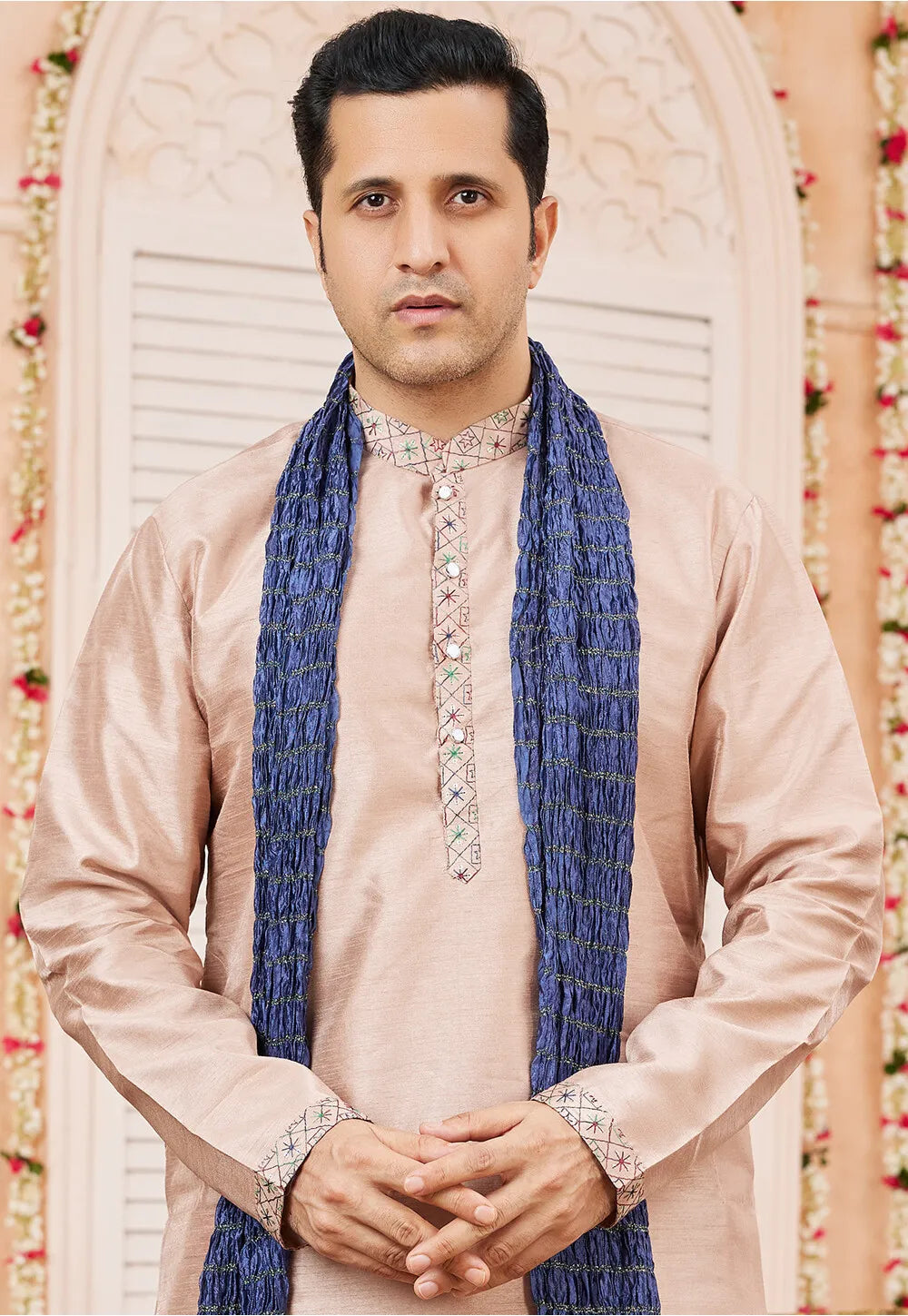 Peach Royal Heritage Art Silk Premium Kurta Pajama |  Expression of Sophistication & Class